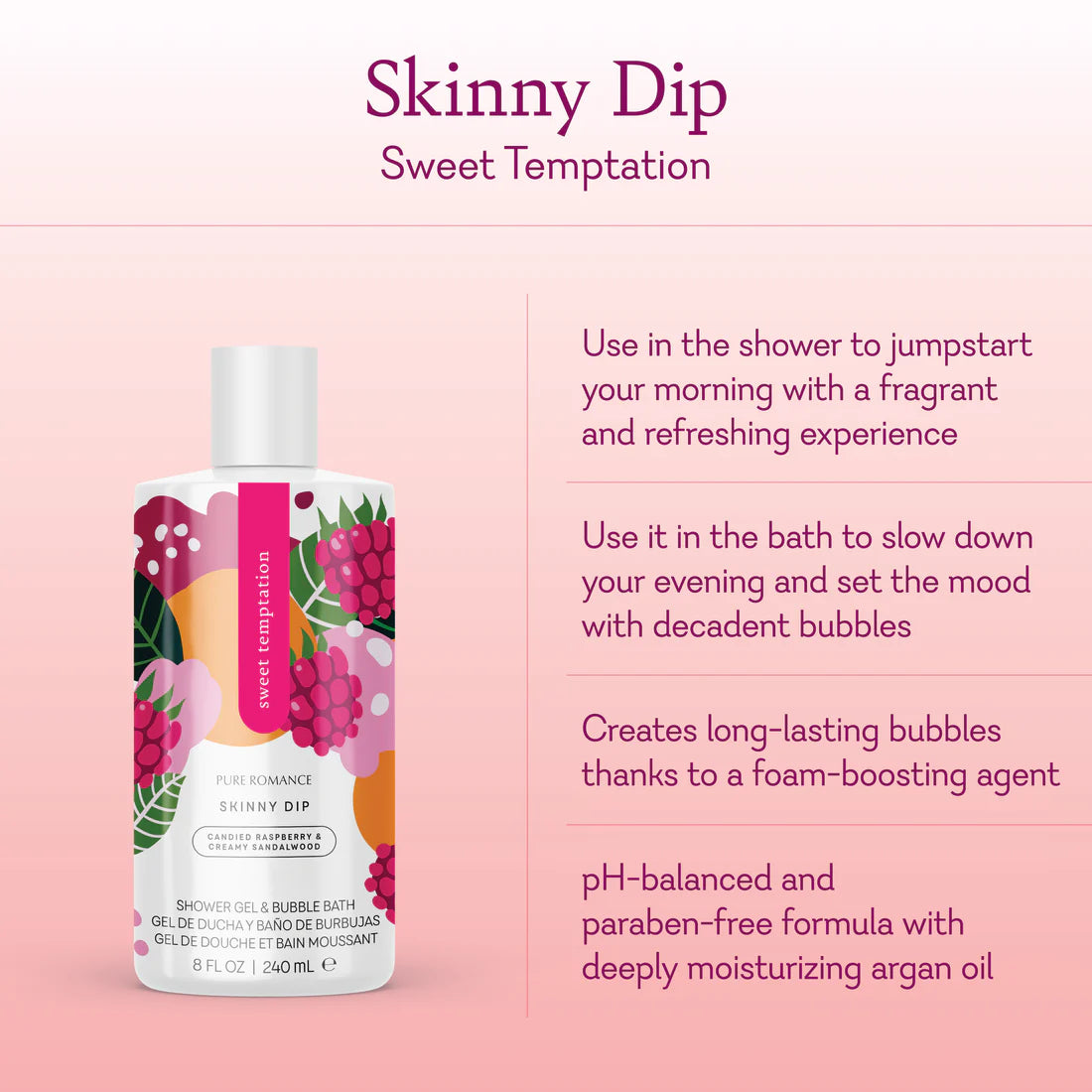 Skinny Dip - Sweet Temptation
Shower Gel & Bubble Bath