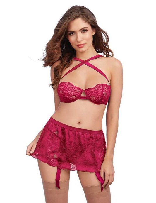 Demi Bra & Panty with Removable Skirt - One Size